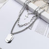 Multi-Chain Silver Necklace with Cross and Dog Tag Pendants - InnovatoDesign