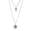 Cross and Mary Pendant on 2-Layer Chain Link Necklace - InnovatoDesign