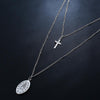 Cross and Mary Pendant on 2-Layer Chain Link Necklace - InnovatoDesign