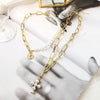 2-Piece Gold Chain Necklace with Pearls and Cross Pendant - InnovatoDesign