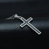 Silver Cross Pendant Necklace with Black Carbon Fiber Inlay - InnovatoDesign