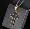 Golden Cross Pendant Necklace with Black Carbon Fiber Inlay Material - InnovatoDesign