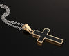 Golden Cross Pendant Necklace with Black Carbon Fiber Inlay Material - InnovatoDesign