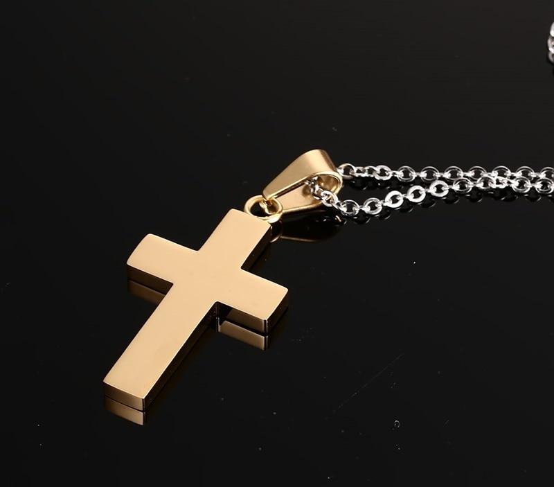 Golden Cross Pendant Necklace with Black Carbon Fiber Inlay Material-Necklaces-Innovato Design-20-Innovato Design