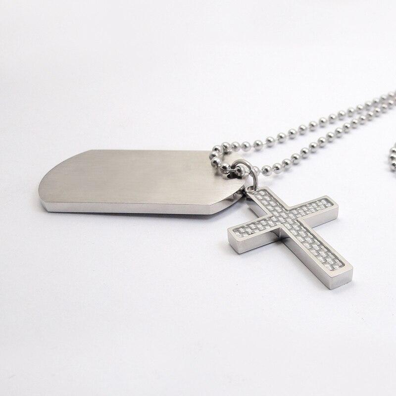 Silver Dog Tag and Cross Pendants with Carbon Fiber Enamel Inlay-Necklaces-Innovato Design-Innovato Design