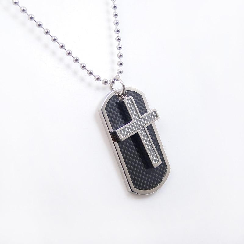 Silver Dog Tag and Cross Pendants with Carbon Fiber Enamel Inlay-Necklaces-Innovato Design-Innovato Design