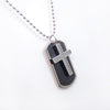Silver Dog Tag and Cross Pendants with Carbon Fiber Enamel Inlay - InnovatoDesign