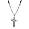 Silver Cross Pendant with Black Hematite Stone Bead Necklace - InnovatoDesign