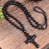Black Obsidian Crucifix Pendant and Beaded Necklace - InnovatoDesign