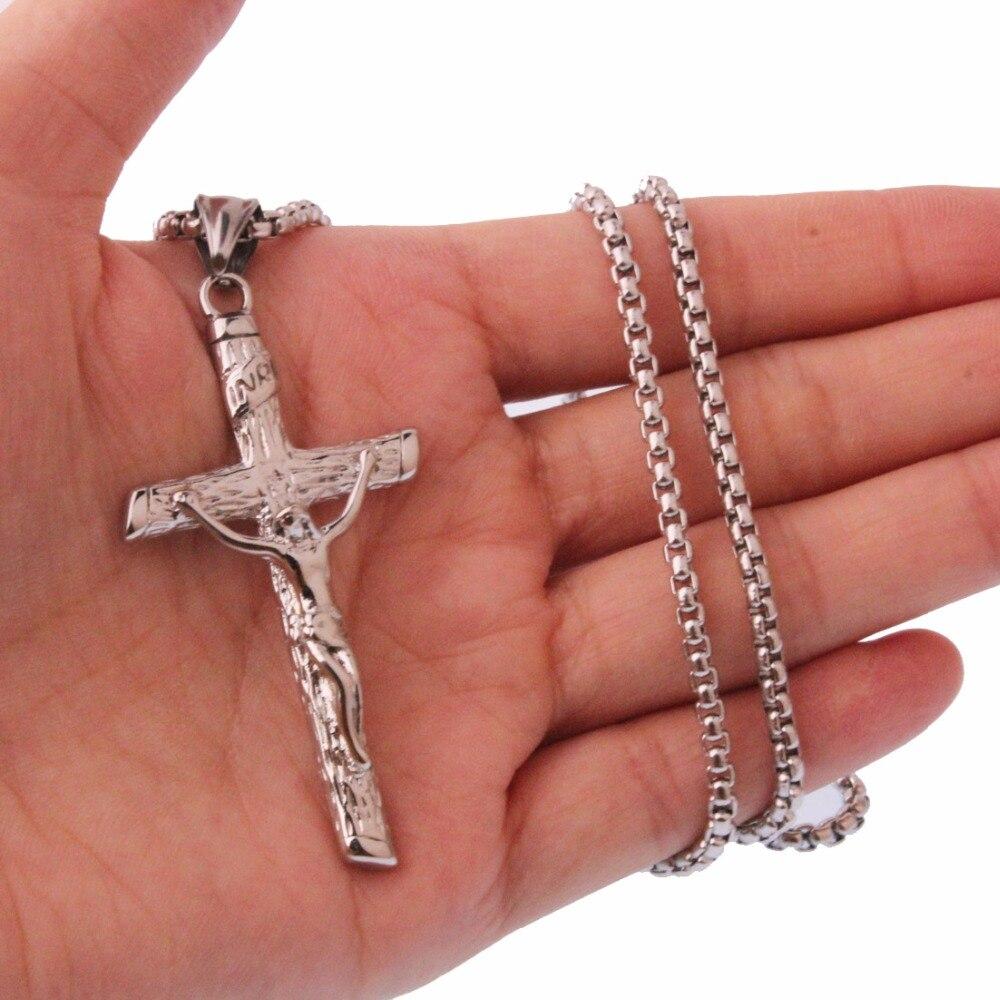 Metallic Jesus Christ Crucifixion Pendant with Link Chain Necklace-Necklaces-Innovato Design-Gold-Innovato Design