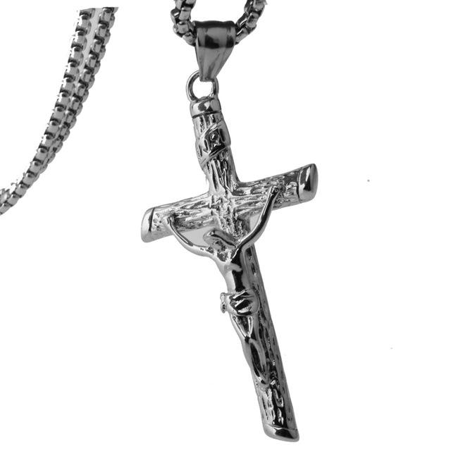Metallic Jesus Christ Crucifixion Pendant with Link Chain Necklace-Necklaces-Innovato Design-Silver-Innovato Design