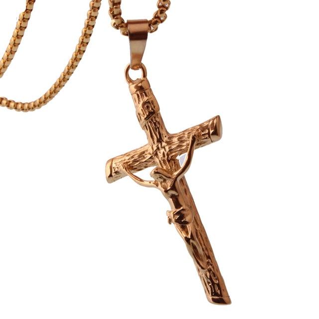 Metallic Jesus Christ Crucifixion Pendant with Link Chain Necklace-Necklaces-Innovato Design-Gold-Innovato Design