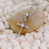 Smooth Silver Catholic Cross Pendant with Cubic Zirconia Crystal - InnovatoDesign