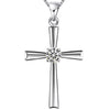 Smooth Silver Catholic Cross Pendant with Cubic Zirconia Crystal - InnovatoDesign