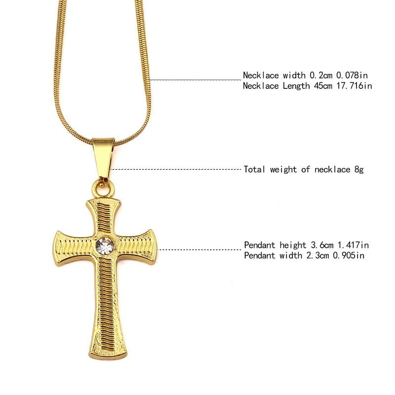 Gold Plated Rhinestone Catholic Cross Pendant Necklace-Necklaces-Innovato Design-Innovato Design