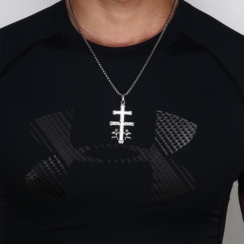 Golden 2-Beam Cross of Lorraine Ortodox Pendant with Angels-Necklaces-Innovato Design-Silver-Innovato Design