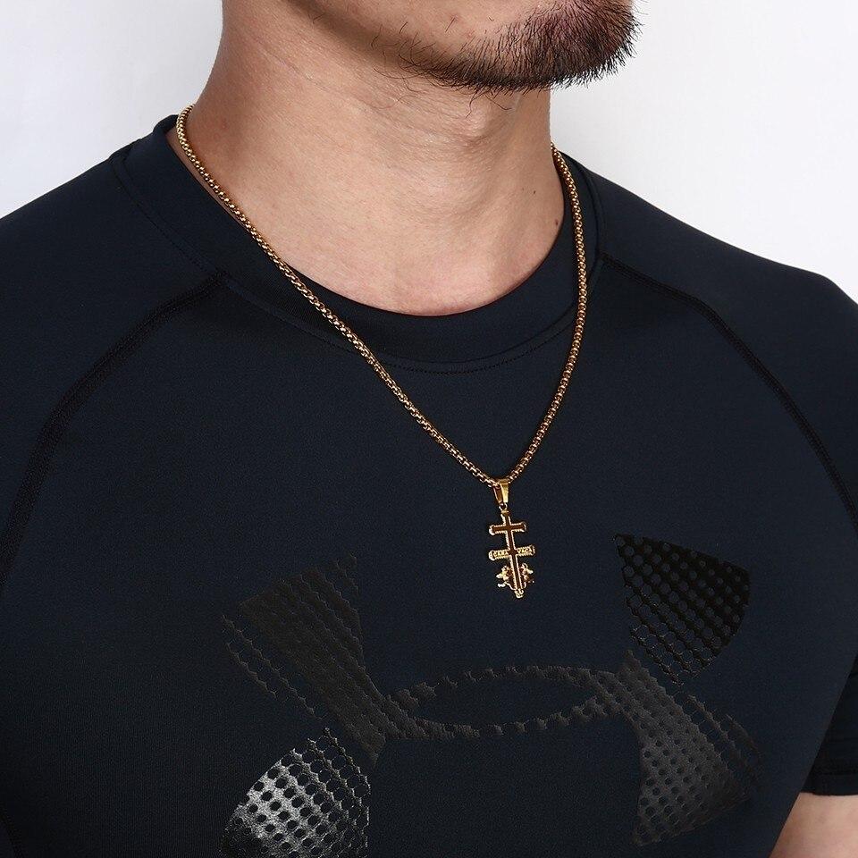 Golden 2-Beam Cross of Lorraine Ortodox Pendant with Angels-Necklaces-Innovato Design-Silver-Innovato Design