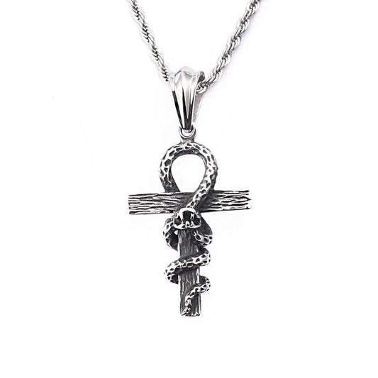 Egyptian Ankh with Snake Pendant Chain Necklace - InnovatoDesign