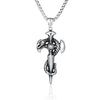 Stainless Steel Necklace and Sword Cross Pendant with Coiled Snake-Necklaces-Innovato Design-Silver-28