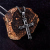 Stainless Steel Skull and Rose Cross Pendant Chain Necklace - InnovatoDesign