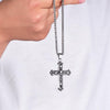Stainless Steel Skull and Rose Cross Pendant Chain Necklace - InnovatoDesign