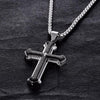 Lord's Prayer Silver Cross Pendant with Black Inlay Necklace - InnovatoDesign