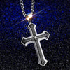 Lord's Prayer Silver Cross Pendant with Black Inlay Necklace - InnovatoDesign