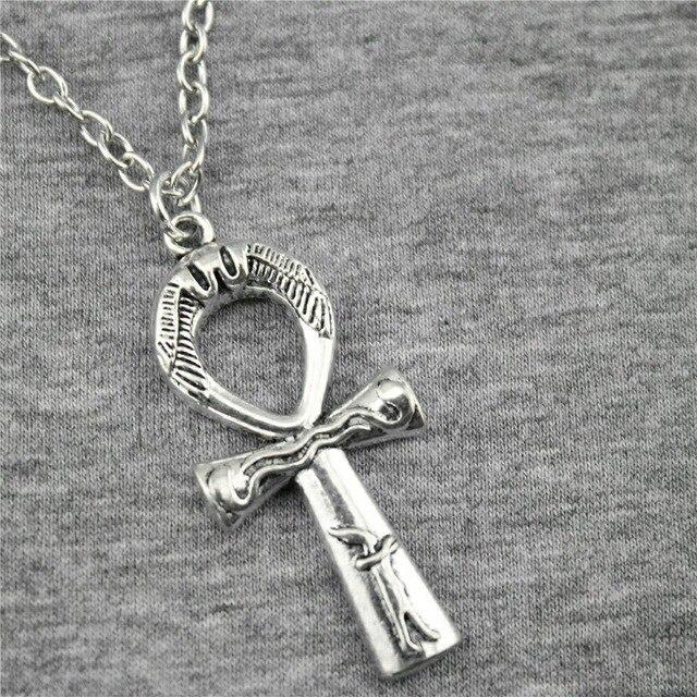 Antique Engraved Ankh Pendant with Chain Necklace-Necklaces-Innovato Design-Bronze-18-Innovato Design