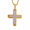 Thick Gold-plated Ethiopian Cross with Cubic Zirconia Pendant Necklace - InnovatoDesign