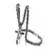 Two-tone Black and Silver Crucifix Pendant and Byzantine Chain Necklace-Necklaces-Innovato Design-18-Innovato Design