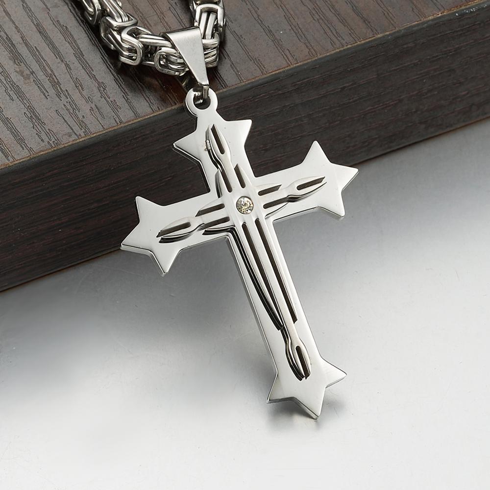 2 Layer Cross Pendant with Byzantine Chain Necklace-Necklaces-Innovato Design-Silver-18-Innovato Design