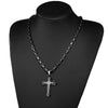 Black 2 Layer Cross Pendant with Byzantine Chain Necklace - InnovatoDesign