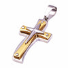 Two-tone Gold and Silver MultiLayer Cross Pendant Byzantine Chain Necklace-Necklaces-Innovato Design-Innovato Design
