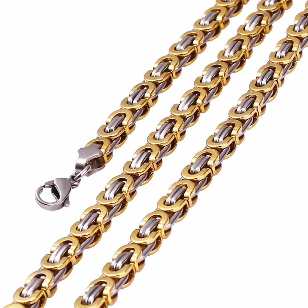 Two-tone Gold and Silver MultiLayer Cross Pendant Byzantine Chain Necklace-Necklaces-Innovato Design-Innovato Design