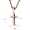 Two-tone Gold and Silver MultiLayer Cross Pendant Byzantine Chain Necklace