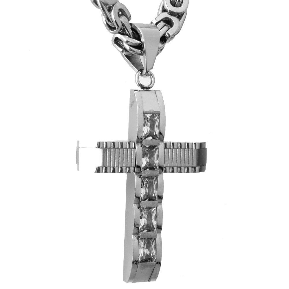 Mechanical Silver Crucifix Pendant and Byzantine Chain Necklace-Necklaces-Innovato Design-Silver-18-Innovato Design