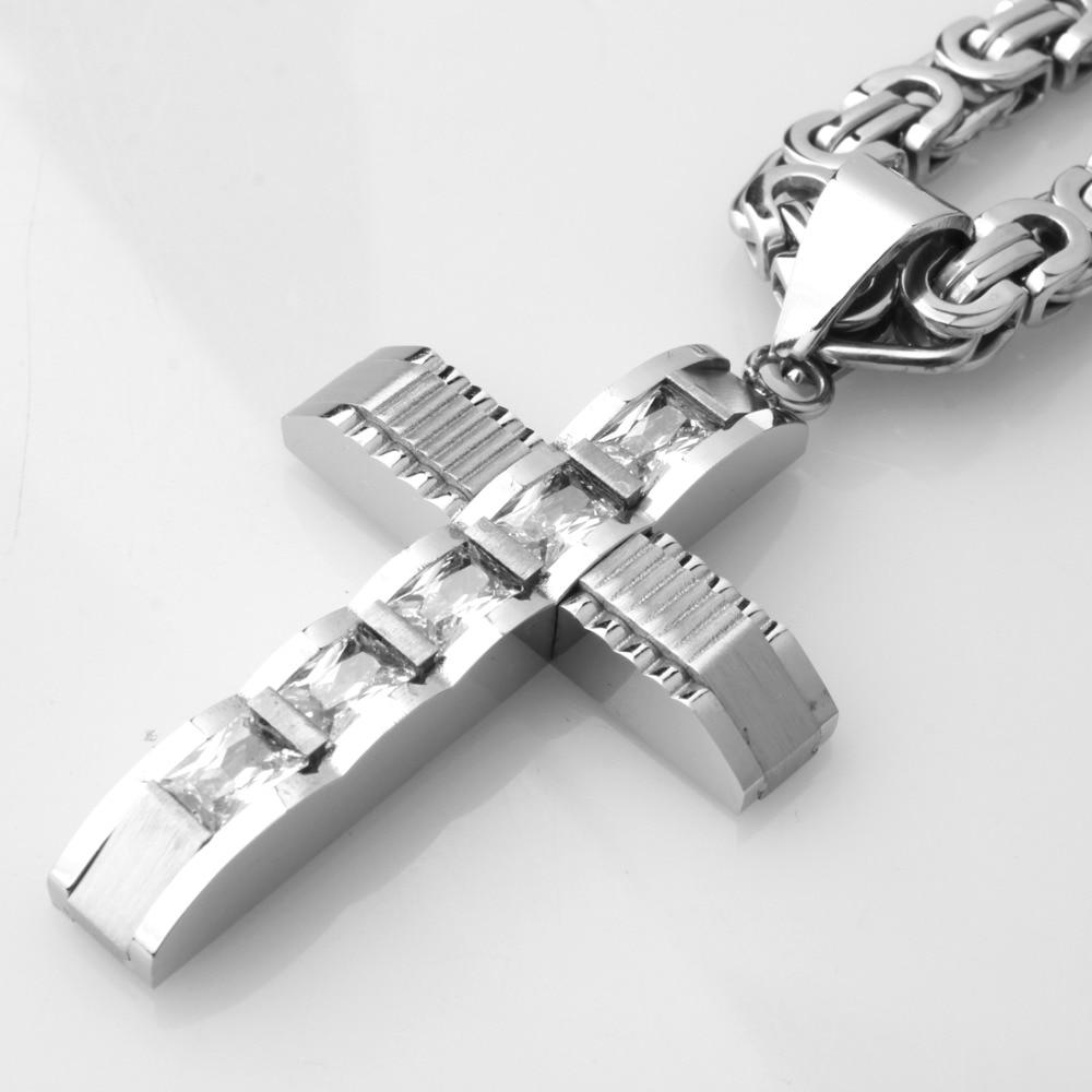 Mechanical Silver Crucifix Pendant and Byzantine Chain Necklace-Necklaces-Innovato Design-Silver-18-Innovato Design