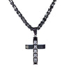Stainless Steel Black Crucifix Pendant and Byzantine Chain Necklace - InnovatoDesign