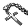 Black Cross Pendant with Silver Curved Cross Inlay and Lord's Prayer Engraving - InnovatoDesign