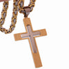 Overlapping Gold and Silver Cross Pendant Necklace with Byzantine Chain - InnovatoDesign