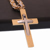 Overlapping Gold and Silver Cross Pendant Necklace with Byzantine Chain - InnovatoDesign