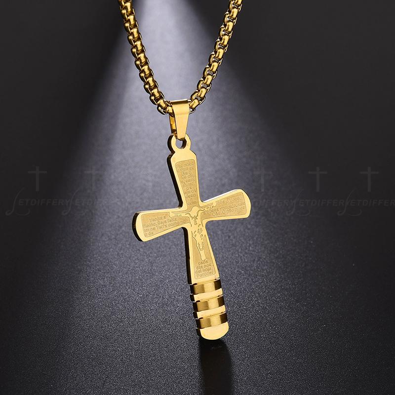 Gold Cross Pendant Engraved with the Lord's Prayer Necklace-Necklaces-Innovato Design-Innovato Design