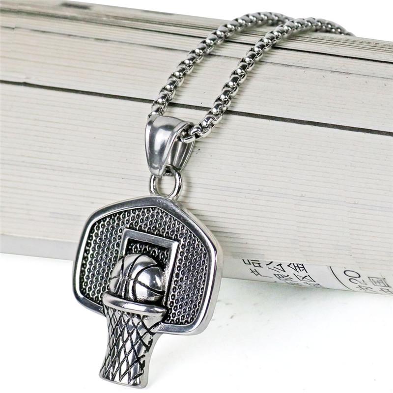 Stainless Steel Basketball Shot Board Pendant Necklace-Necklaces-Innovato Design-Innovato Design