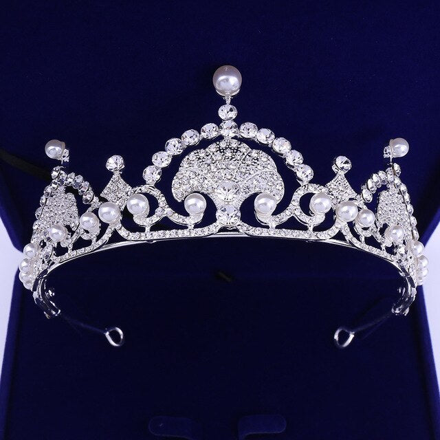 Baroque Crystal, Pearl and Rhinestone Tiara, Necklace & Earrings Jewelry Set-Jewelry Sets-Innovato Design-Innovato Design