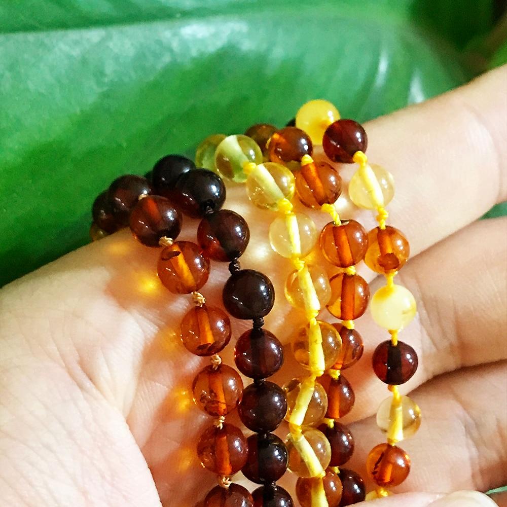 Polished Baltic Amber Marble Stone Beaded Bracelet-Necklaces-Innovato Design-Cognac-13 small necklace-Innovato Design