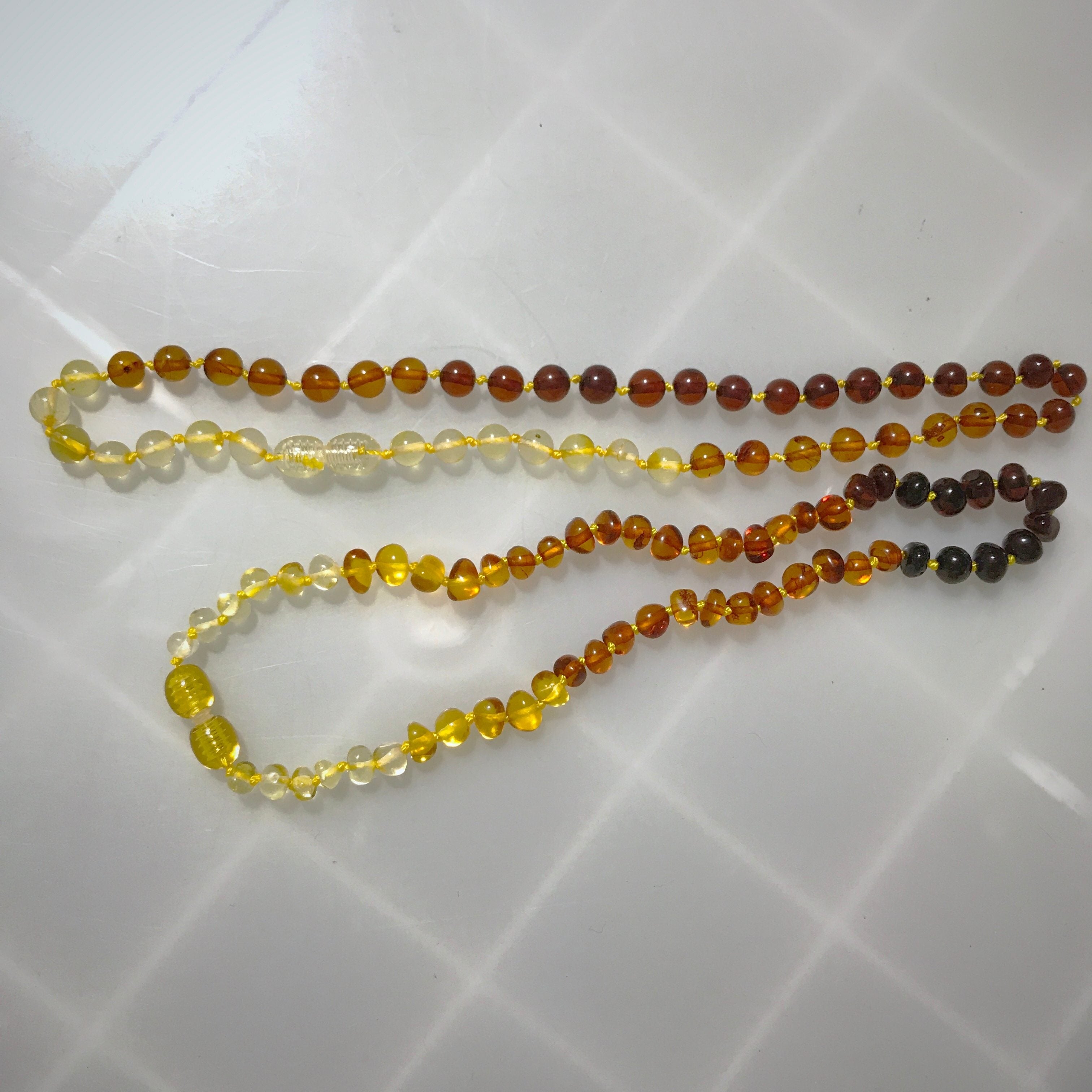 Polished Baltic Amber Marble Stone Beaded Bracelet-Necklaces-Innovato Design-Cognac-13 small necklace-Innovato Design