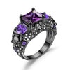 Skull, Angel Wings, Crystal and Cubic Zirconia Wedding Engagement Ring-Rings-Innovato Design-6-Black Purple-Innovato Design