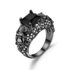 Skull, Angel Wings, Crystal and Cubic Zirconia Wedding Engagement Ring-Rings-Innovato Design-7-Black-Innovato Design