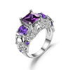 Skull, Angel Wings, Crystal and Cubic Zirconia Wedding Engagement Ring-Rings-Innovato Design-6-Silver Purple-Innovato Design