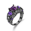 Skull, Angel Wings, Crystal and Cubic Zirconia Wedding Engagement Ring-Rings-Innovato Design-6-Black Purple-Innovato Design